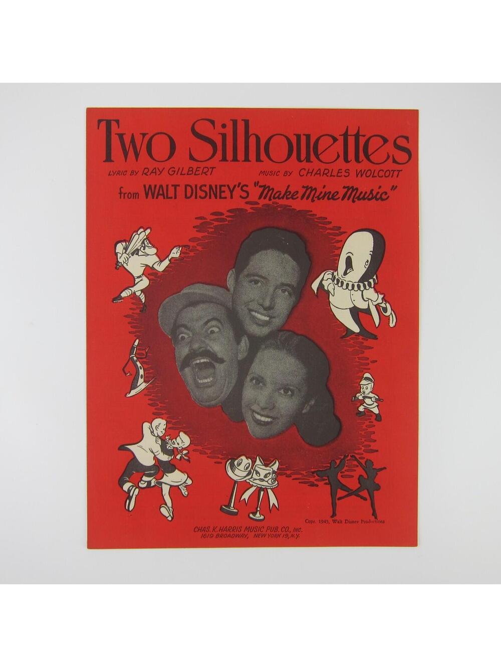 Walt Disney Sheet Music Make Mine Music Two Silhouettes Vintage 1945